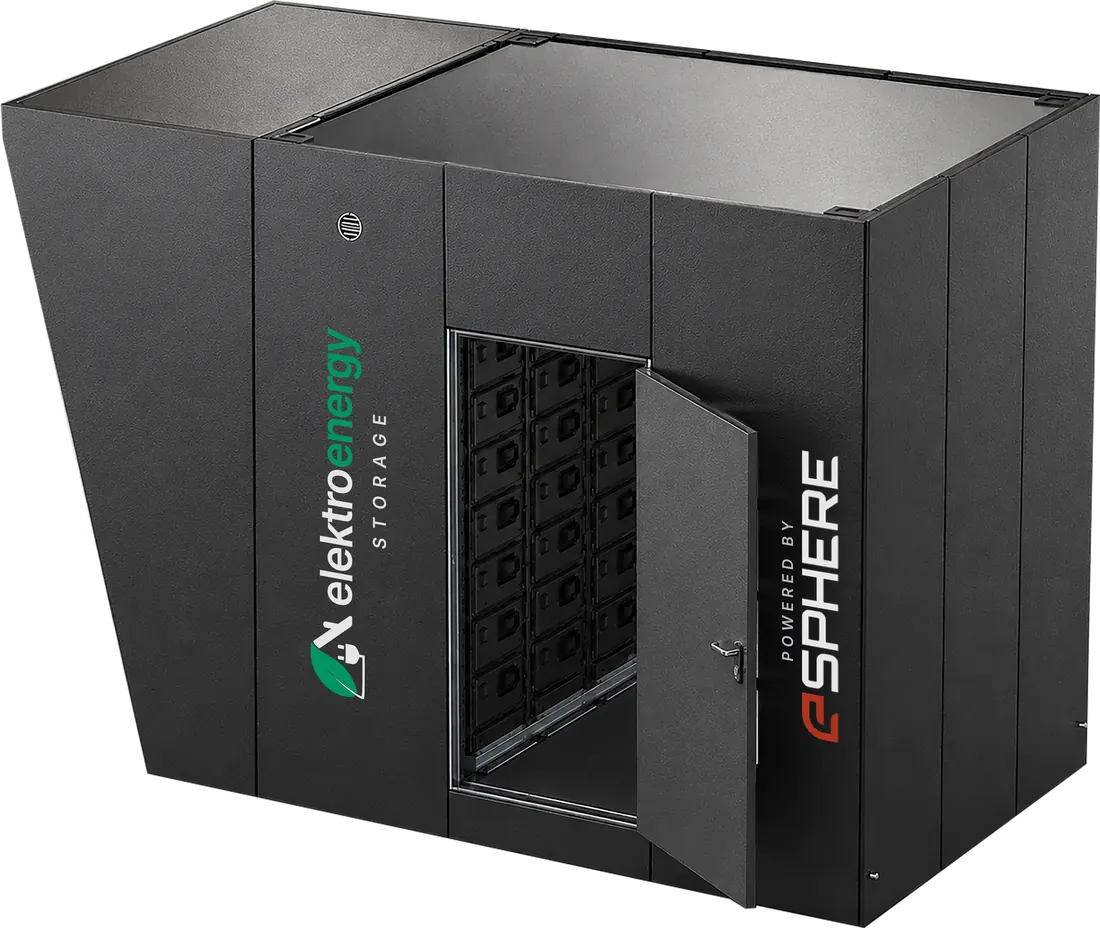 Black Volt Nova mit der Aufschrift elektroenergy STORAGE und powered by eSphere